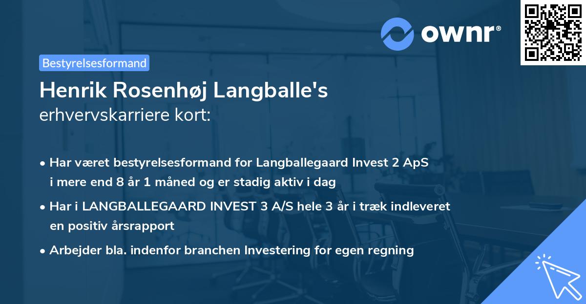 Henrik Rosenhøj Langballe's erhvervskarriere kort