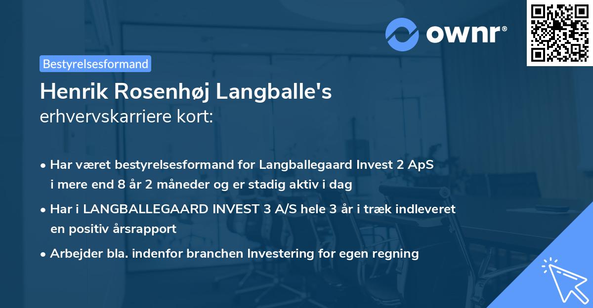 Henrik Rosenhøj Langballe's erhvervskarriere kort