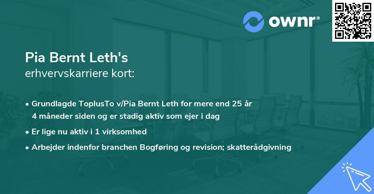 Pia Bernt Leth's erhvervskarriere kort