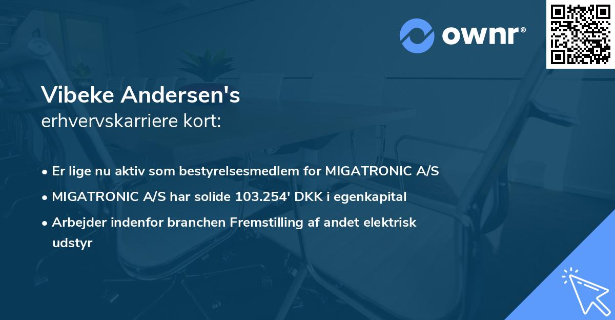 Vibeke Andersen's erhvervskarriere kort