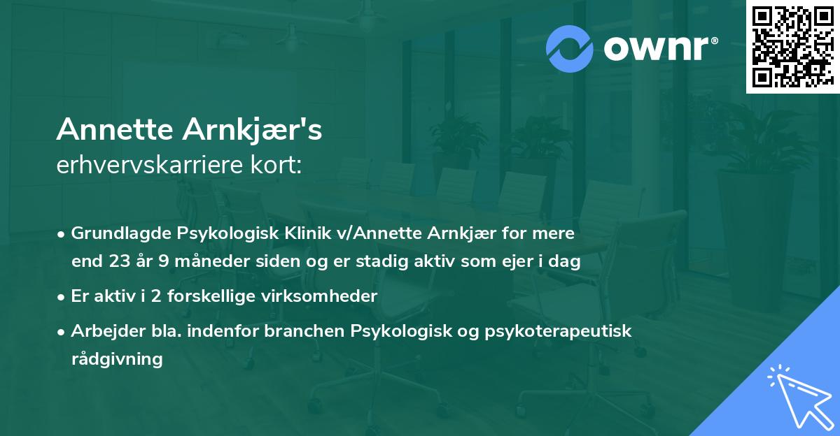 Annette Arnkjær's erhvervskarriere kort