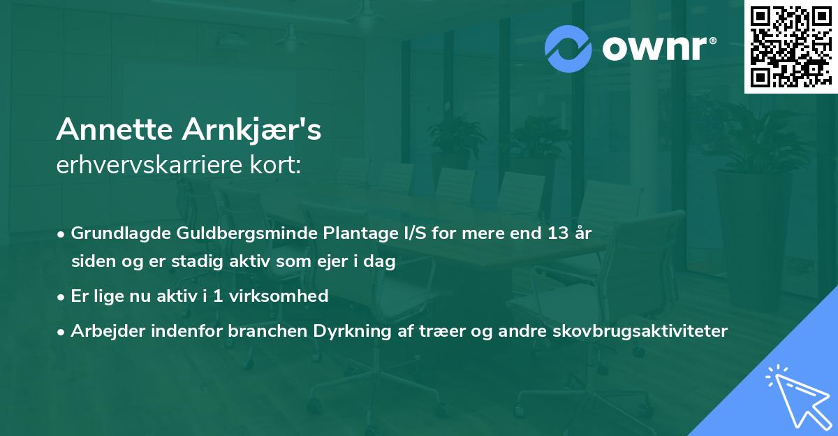 Annette Arnkjær's erhvervskarriere kort