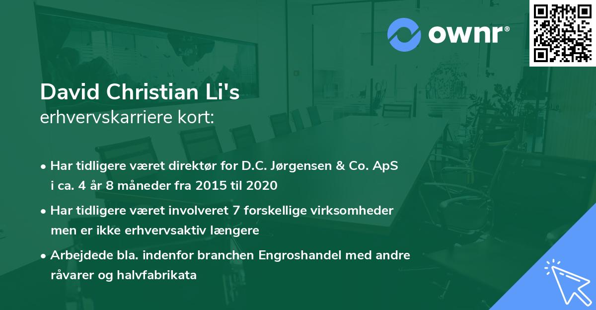David Christian Li's erhvervskarriere kort