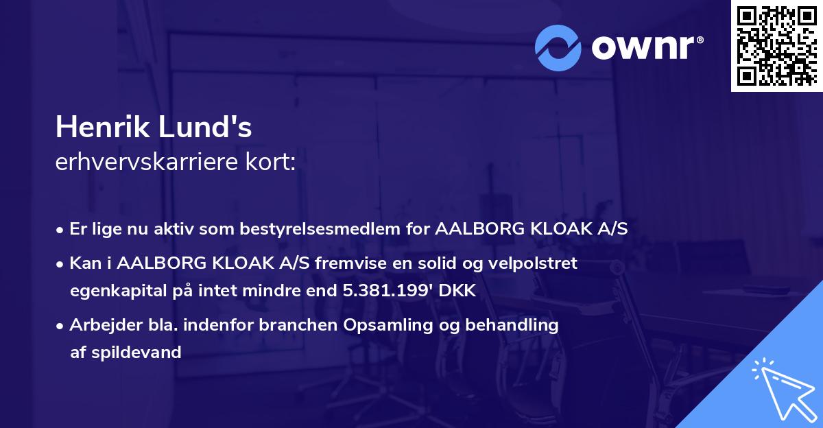 Henrik Lund's erhvervskarriere kort