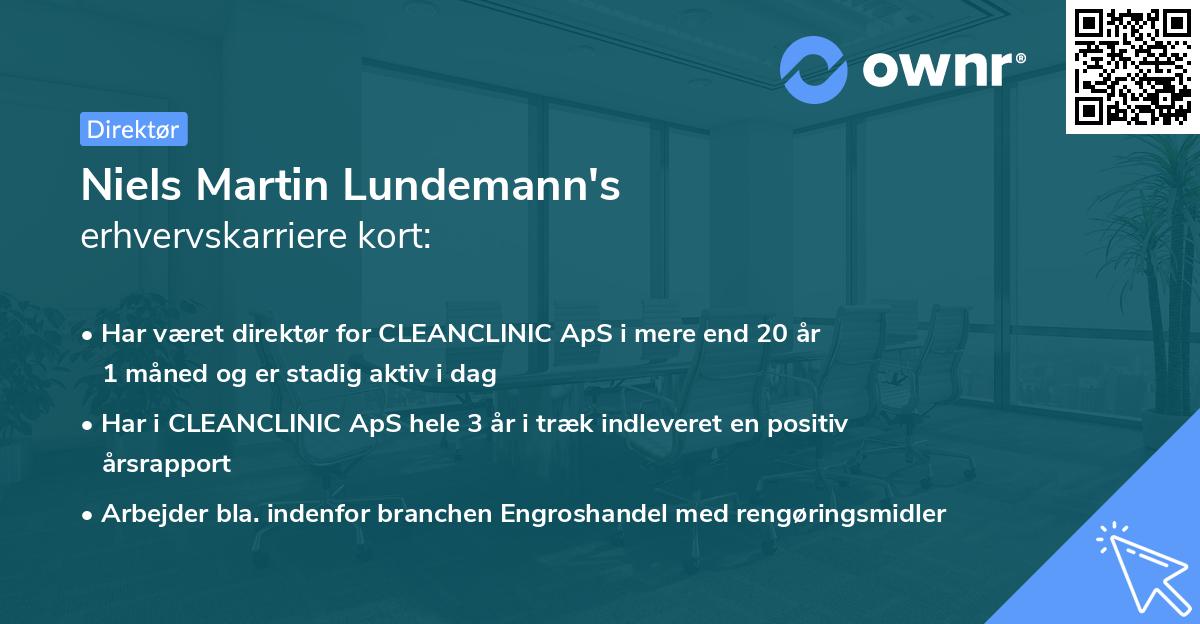 Niels Martin Lundemann's erhvervskarriere kort