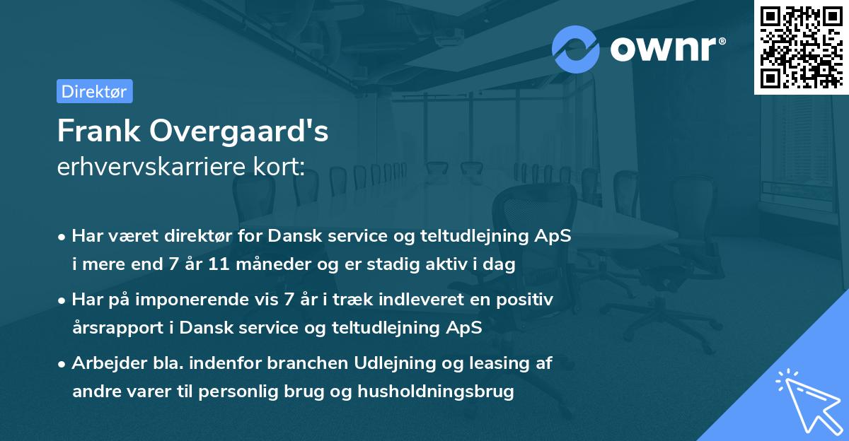 Frank Overgaard's erhvervskarriere kort