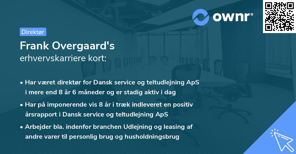 Frank Overgaard's erhvervskarriere kort