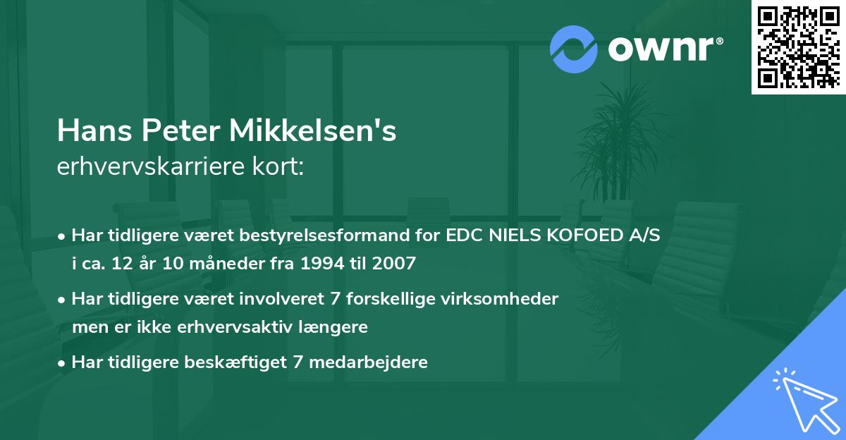 Hans Peter Mikkelsen's erhvervskarriere kort