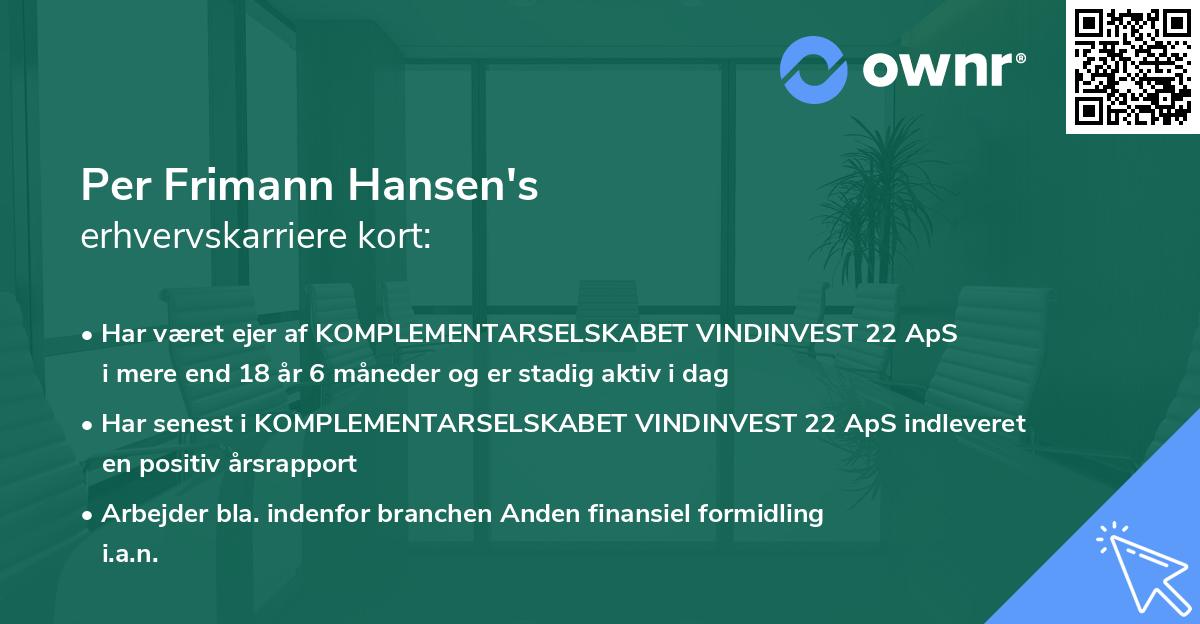 Per Frimann Hansen's erhvervskarriere kort