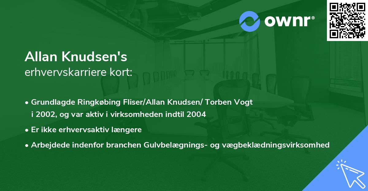 Allan Knudsen's erhvervskarriere kort