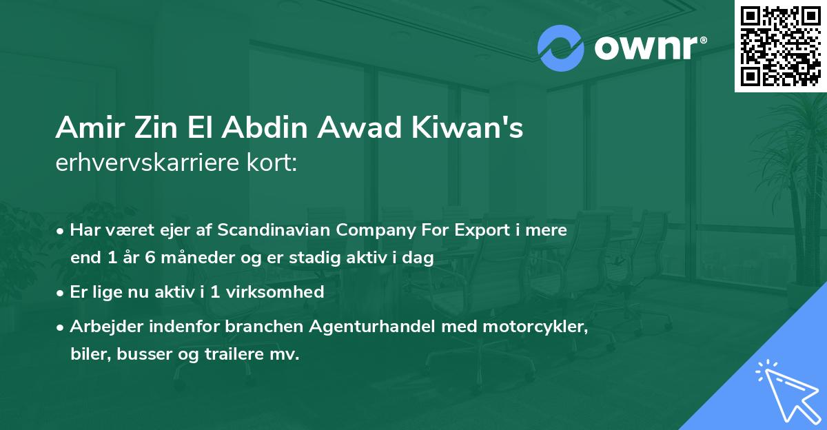 Amir Zin El Abdin Awad Kiwan's erhvervskarriere kort