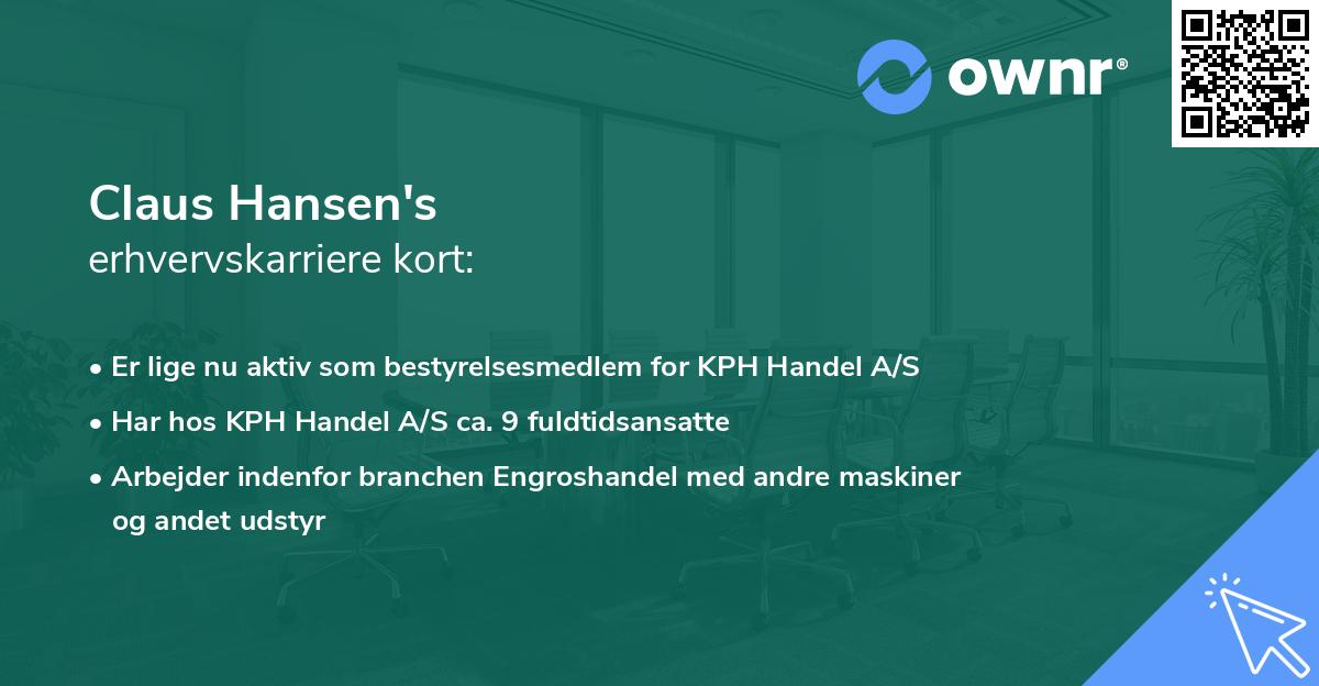 Claus Hansen's erhvervskarriere kort