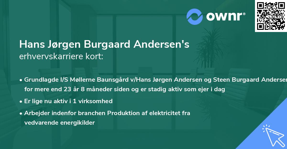 Hans Jørgen Burgaard Andersen's erhvervskarriere kort