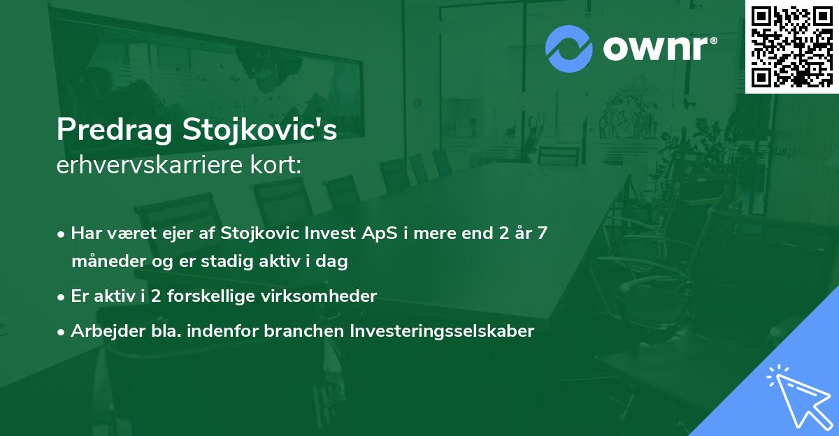 Predrag Stojkovic's erhvervskarriere kort