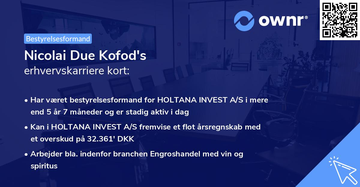 Nicolai Due Kofod's erhvervskarriere kort