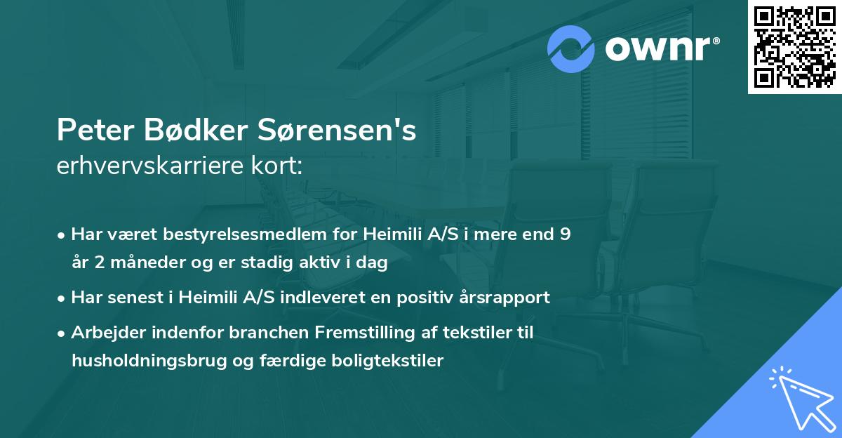 Peter Bødker Sørensen's erhvervskarriere kort