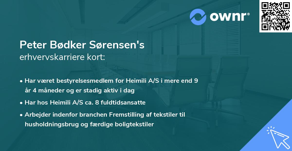 Peter Bødker Sørensen's erhvervskarriere kort