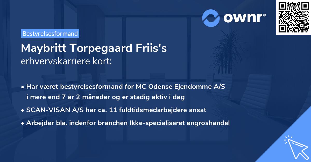 Maybritt Torpegaard Friis's erhvervskarriere kort