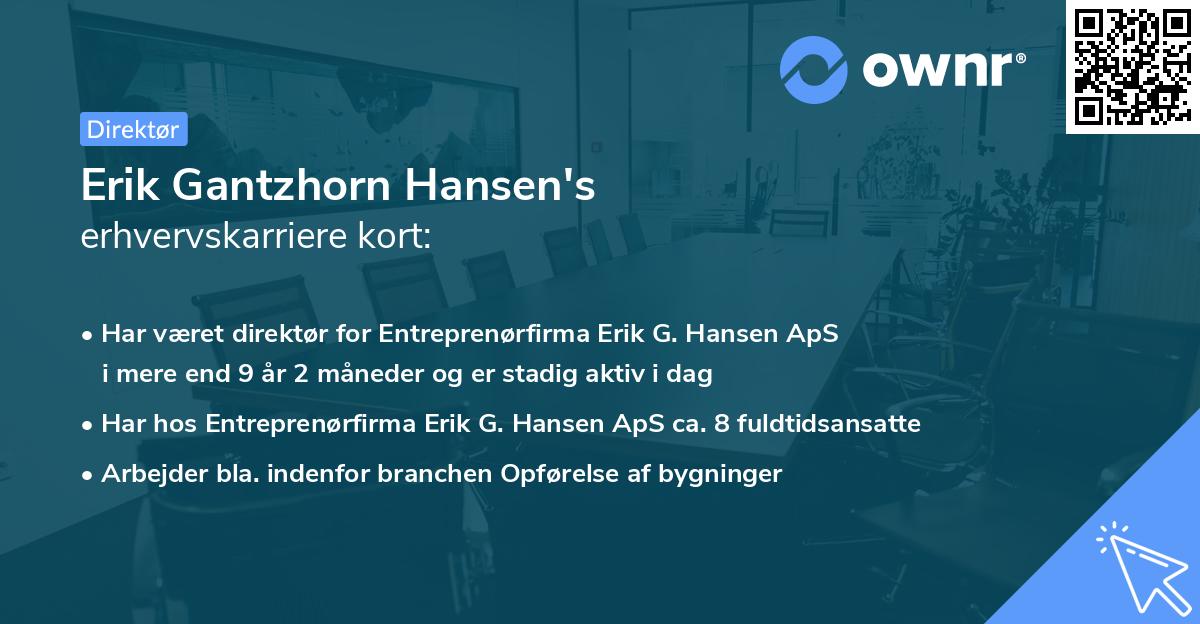 Erik Gantzhorn Hansen's erhvervskarriere kort