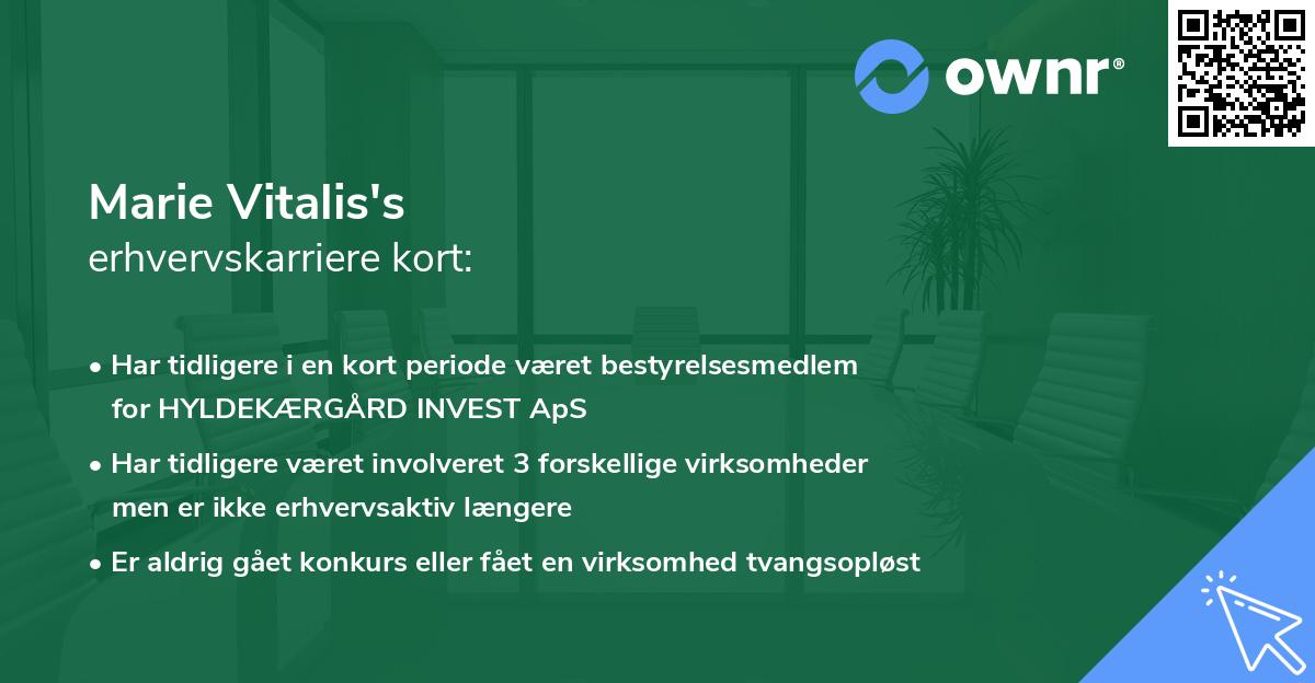 Marie Vitalis's erhvervskarriere kort