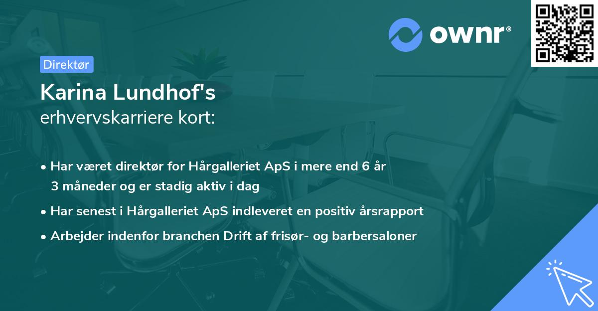 Karina Lundhof's erhvervskarriere kort