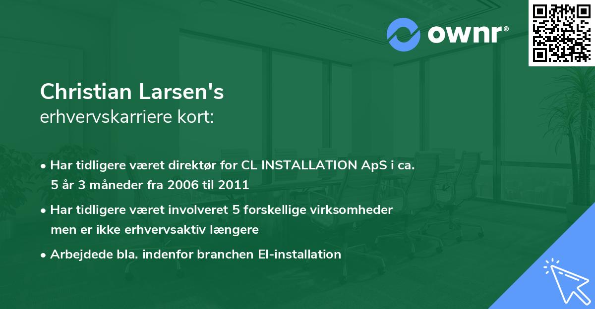 Christian Larsen's erhvervskarriere kort