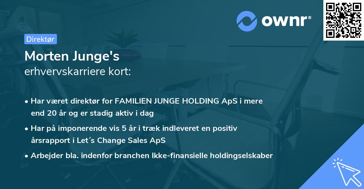 Morten Junge's erhvervskarriere kort