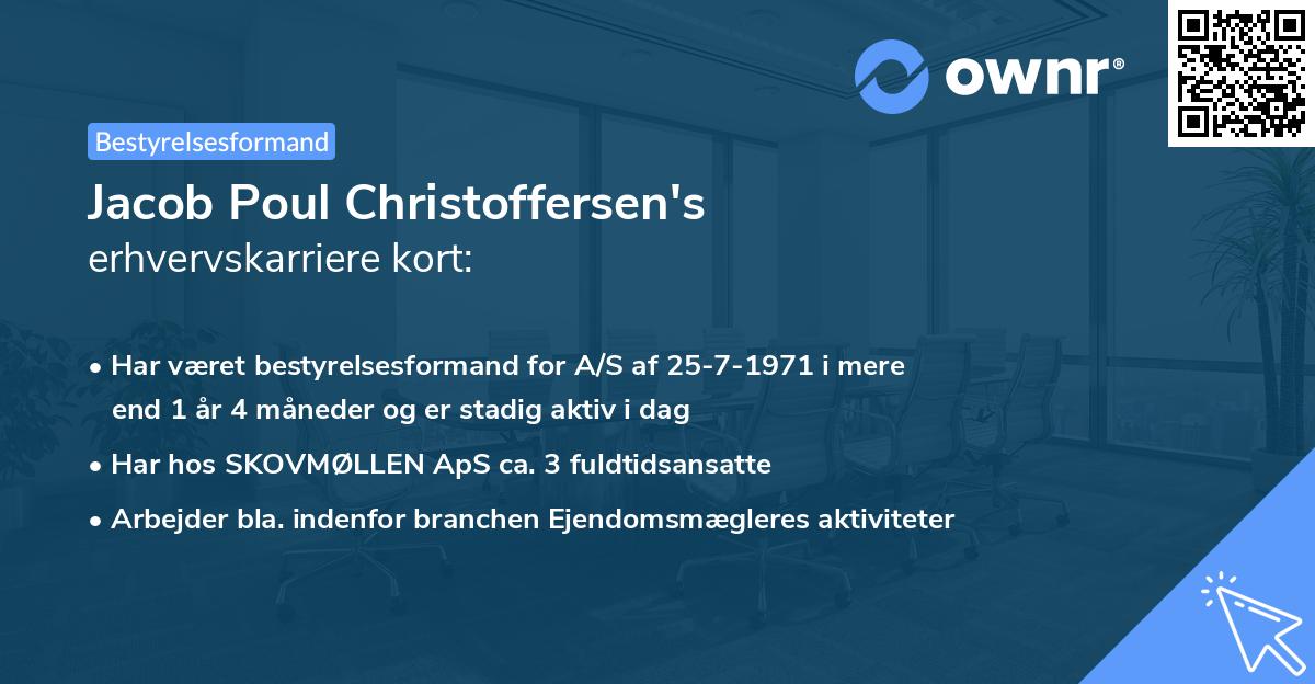 Jacob Poul Christoffersen's erhvervskarriere kort