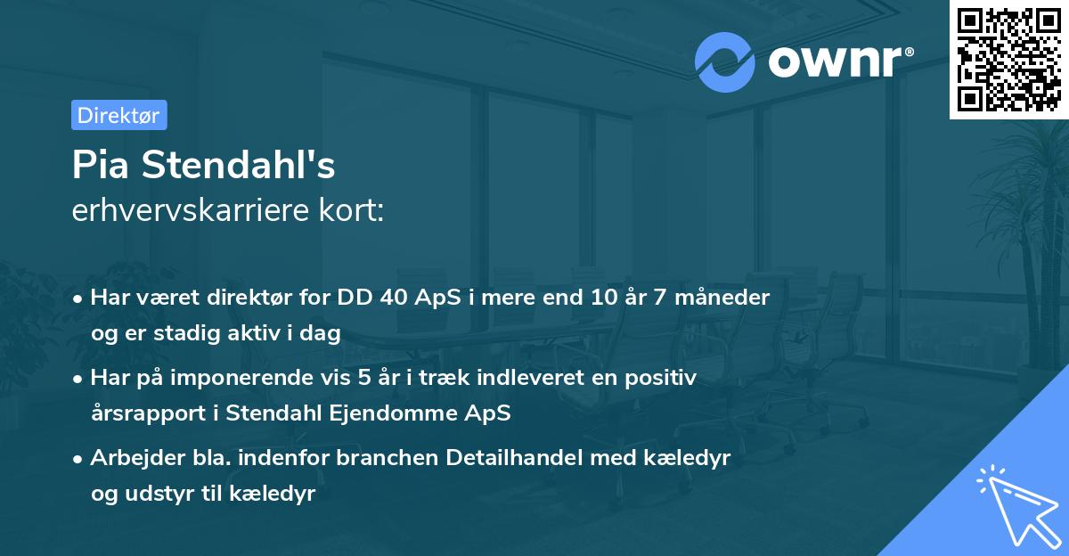 Pia Stendahl's erhvervskarriere kort