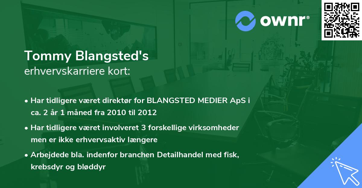 Tommy Blangsted's erhvervskarriere kort