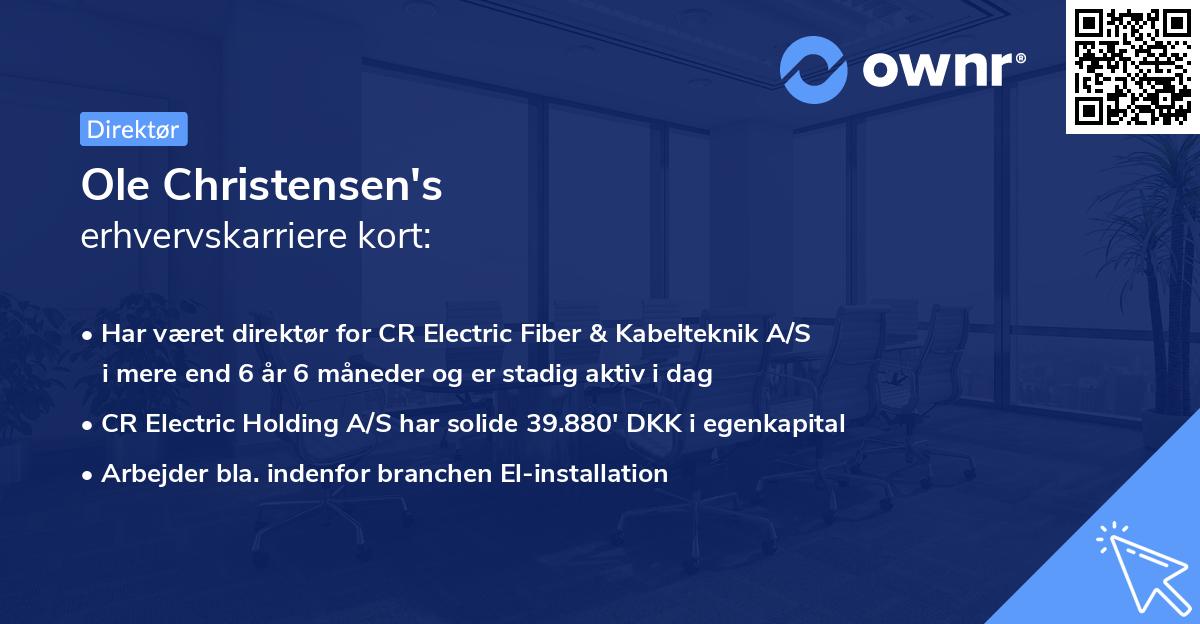 Ole Christensen's erhvervskarriere kort