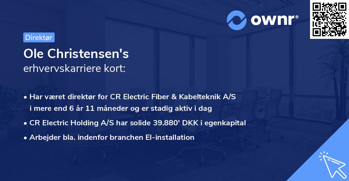 Ole Christensen's erhvervskarriere kort