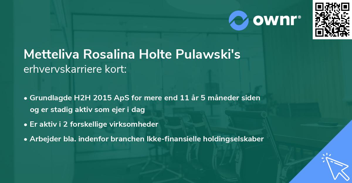 Metteliva Rosalina Holte Pulawski's erhvervskarriere kort