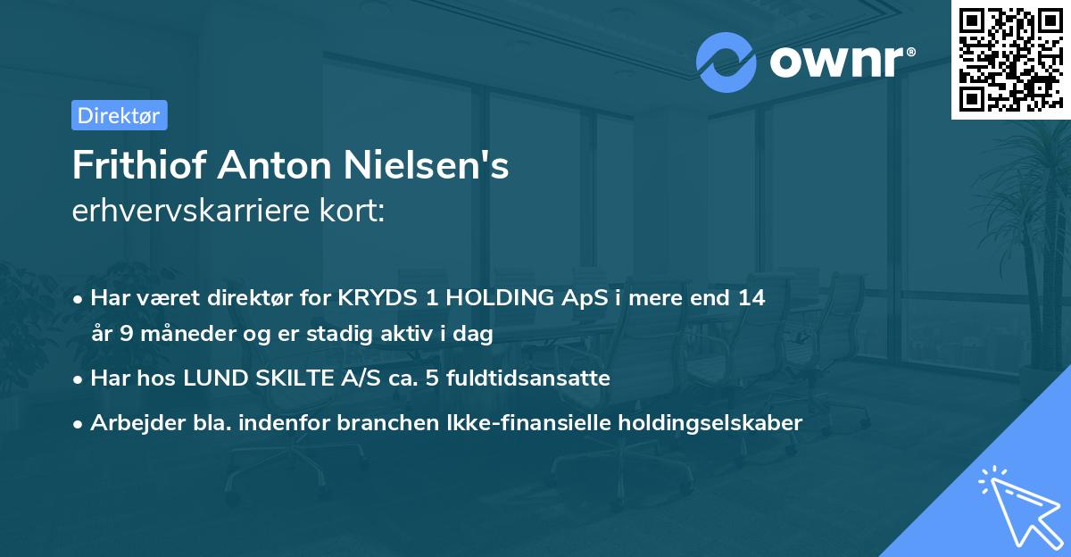 Frithiof Anton Nielsen's erhvervskarriere kort