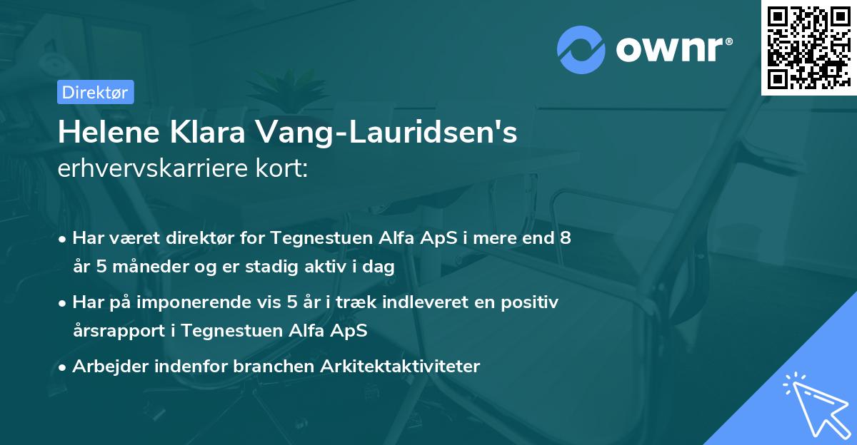 Helene Klara Vang-Lauridsen's erhvervskarriere kort