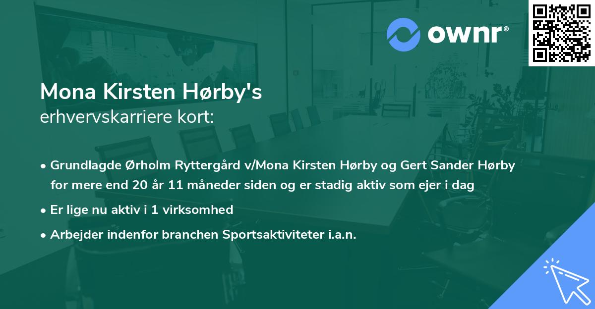 Mona Kirsten Hørby's erhvervskarriere kort