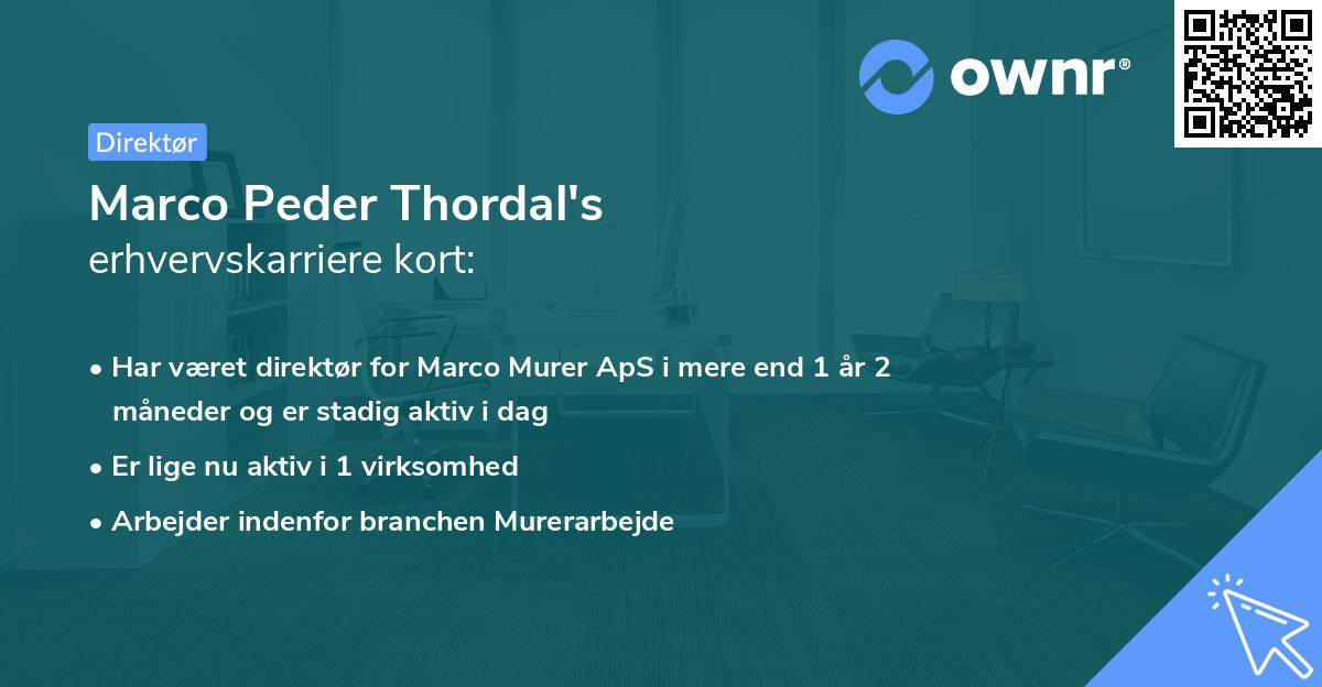 Marco Peder Thordal's erhvervskarriere kort