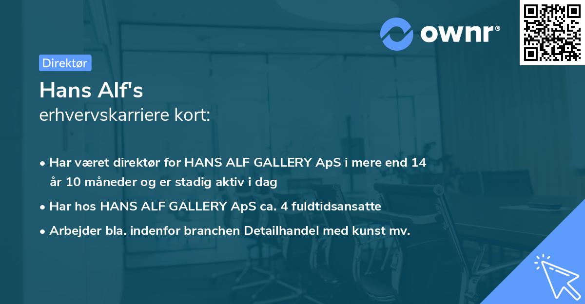 Hans Alf's erhvervskarriere kort