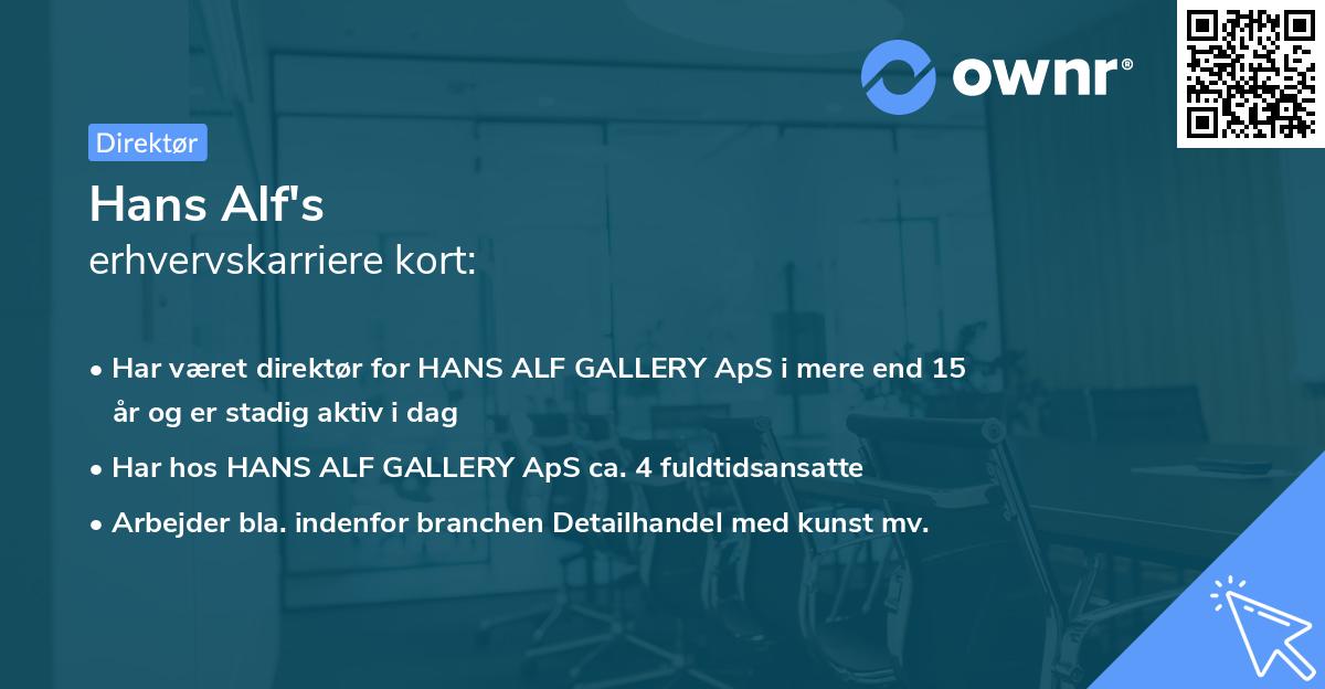 Hans Alf's erhvervskarriere kort