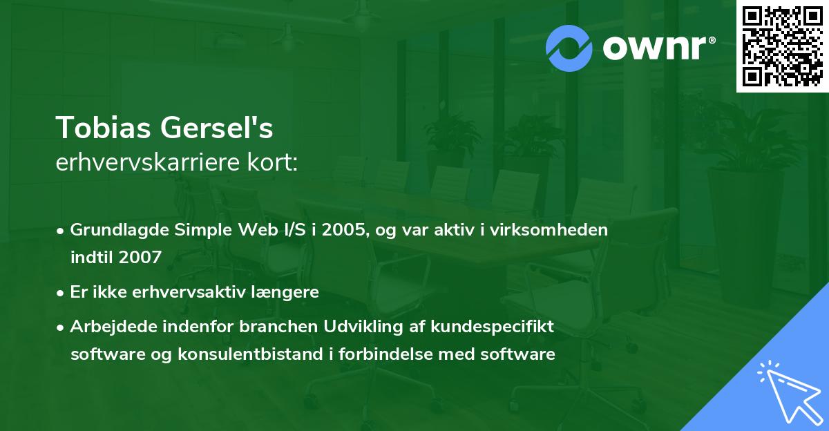 Tobias Gersel's erhvervskarriere kort