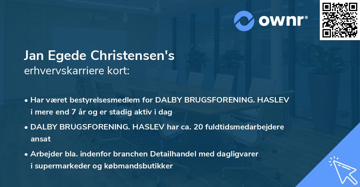 Jan Egede Christensen's erhvervskarriere kort