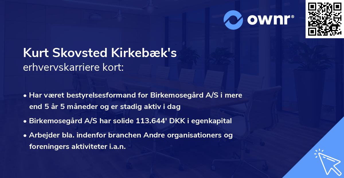 Kurt Skovsted Kirkebæk's erhvervskarriere kort