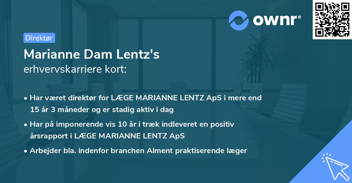 Marianne Dam Lentz's erhvervskarriere kort