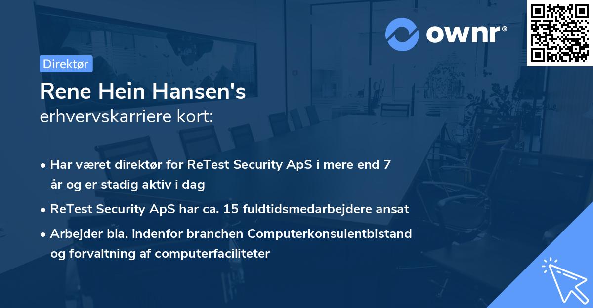 Rene Hein Hansen's erhvervskarriere kort