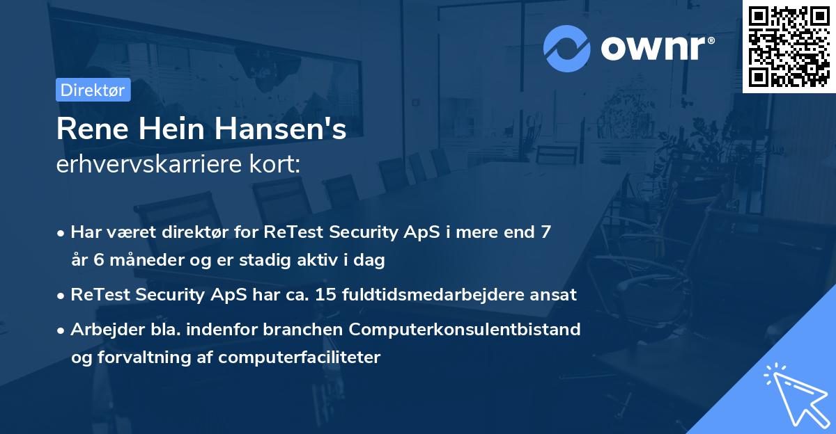 Rene Hein Hansen's erhvervskarriere kort