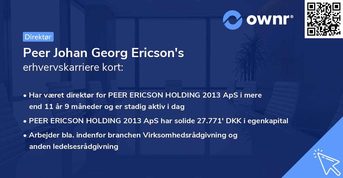 Peer Johan Georg Ericson's erhvervskarriere kort