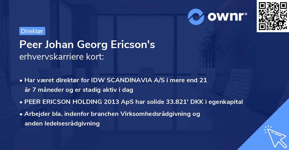 Peer Johan Georg Ericson's erhvervskarriere kort
