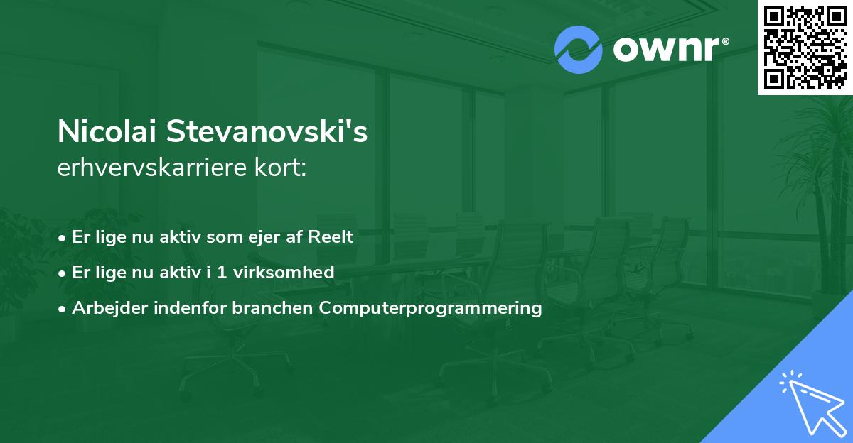 Nicolai Stevanovski's erhvervskarriere kort