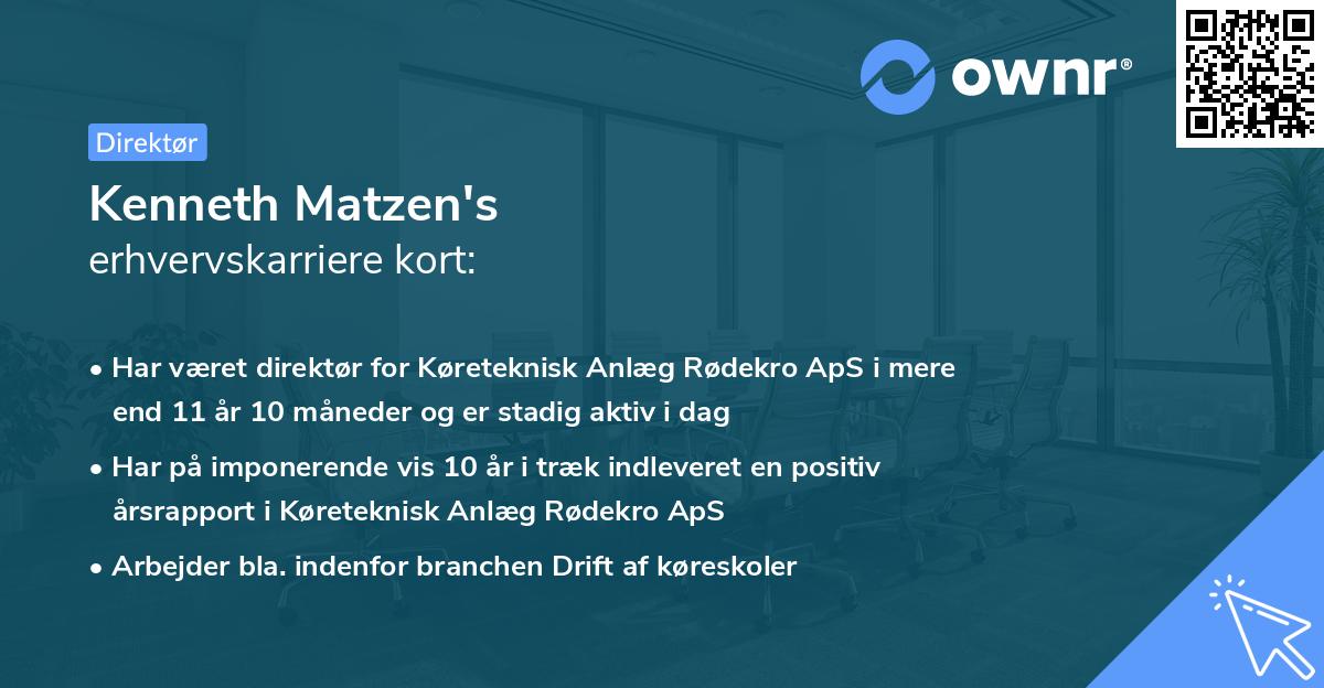 Kenneth Matzen's erhvervskarriere kort