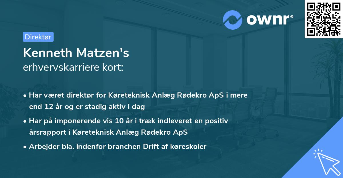 Kenneth Matzen's erhvervskarriere kort